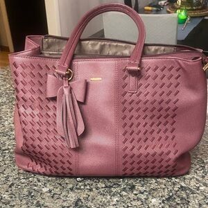 Lovevook burgundy large handbag purse laptop tote with bow